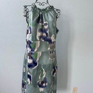 Floral Sleeveless Dress - Green and Blue